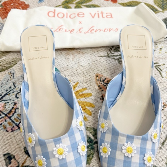 NWT Dolce Vita X For Love And Lemons Lilou Mule in Blue Gingham - Picture 6 of 14